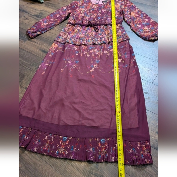 Annahhariri Maroon Ruffle Floral Maxi Dress in Deep Purple Size 18 - Picture 6 of 8